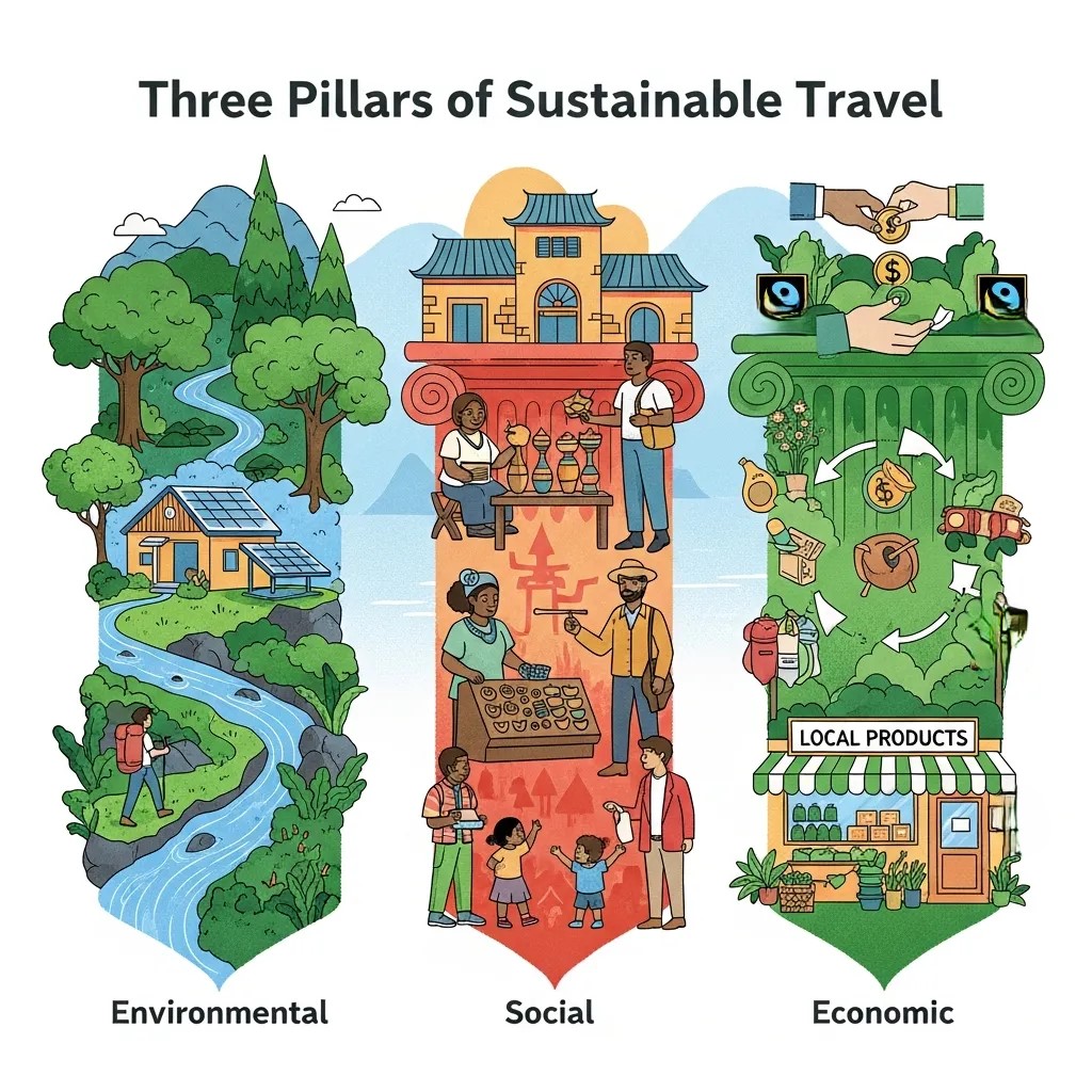 Three Pillars of Sustainable Travel